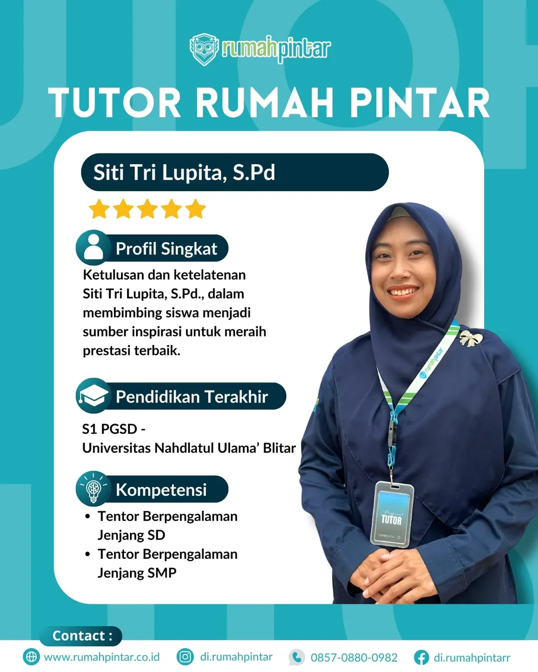 🌟 PROFIL TUTOR RUMAH PINTAR 🌟Part 2Di balik prestasi siswa Rumah Pintar, terdapat sosok luar (12)